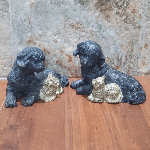 Austin Metal Cast Iron Furry Friends Dog Cat 2006 Pair of 2 - Picture 1 of 12